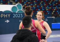 Podium training for Trampoline Gymnastics World Cup participants held in Baku