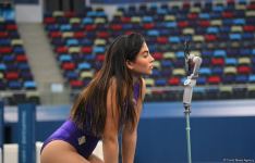Podium training for Trampoline Gymnastics World Cup participants held in Baku