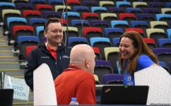 Podium training for Trampoline Gymnastics World Cup participants held in Baku