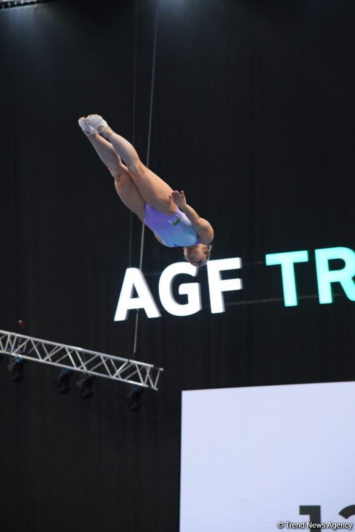 Podium training for Trampoline Gymnastics World Cup participants held in Baku