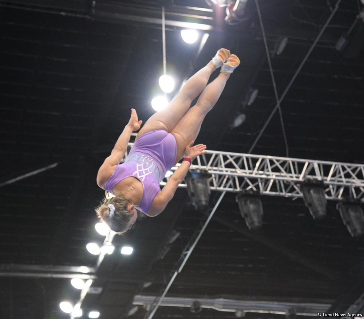 Podium training for Trampoline Gymnastics World Cup participants held in Baku