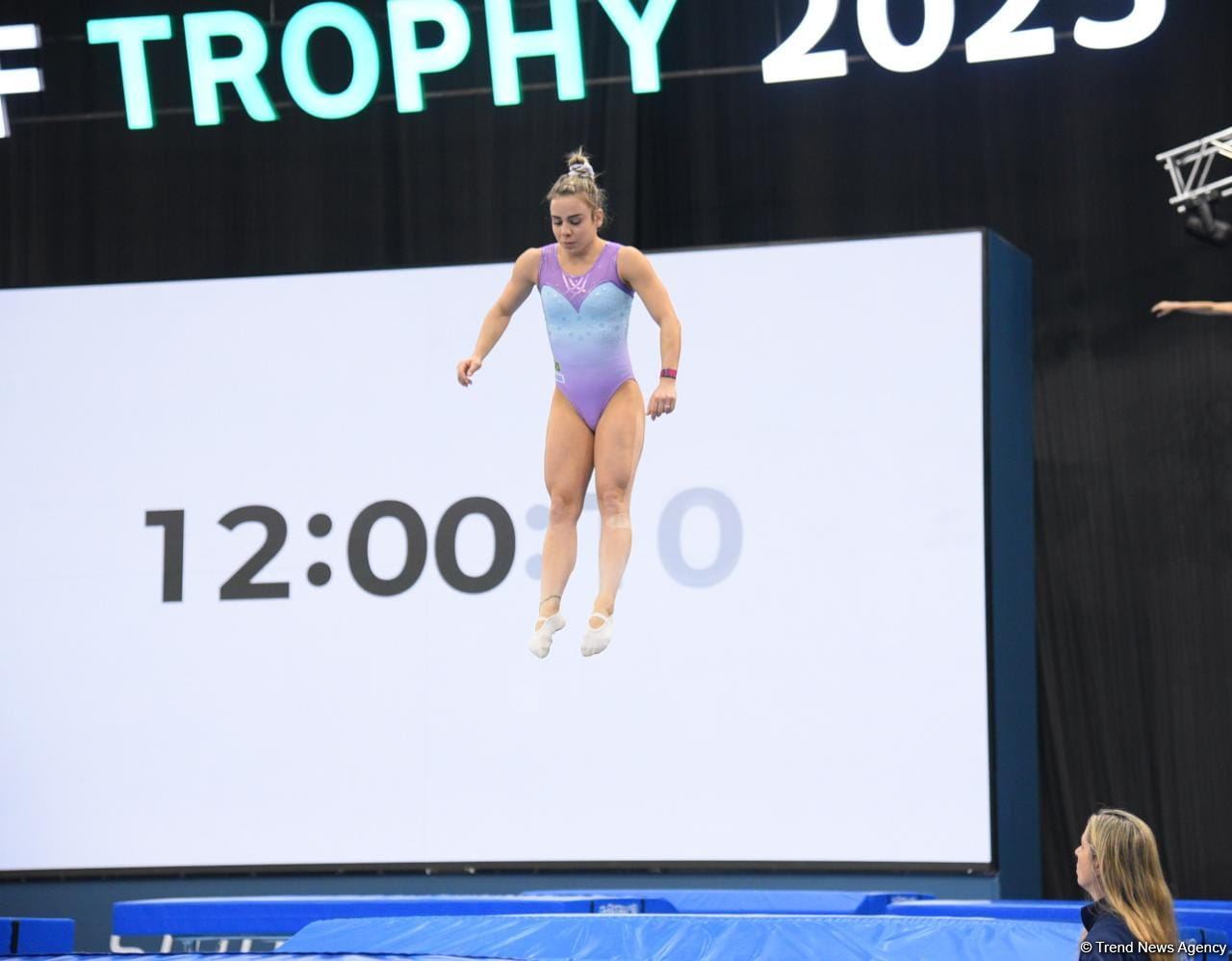 Podium training for Trampoline Gymnastics World Cup participants held in Baku