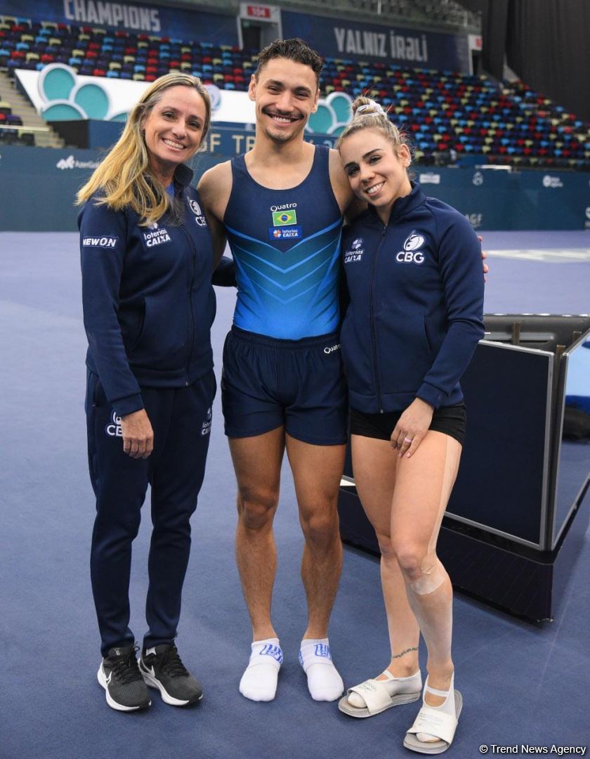 Podium training for Trampoline Gymnastics World Cup participants held in Baku