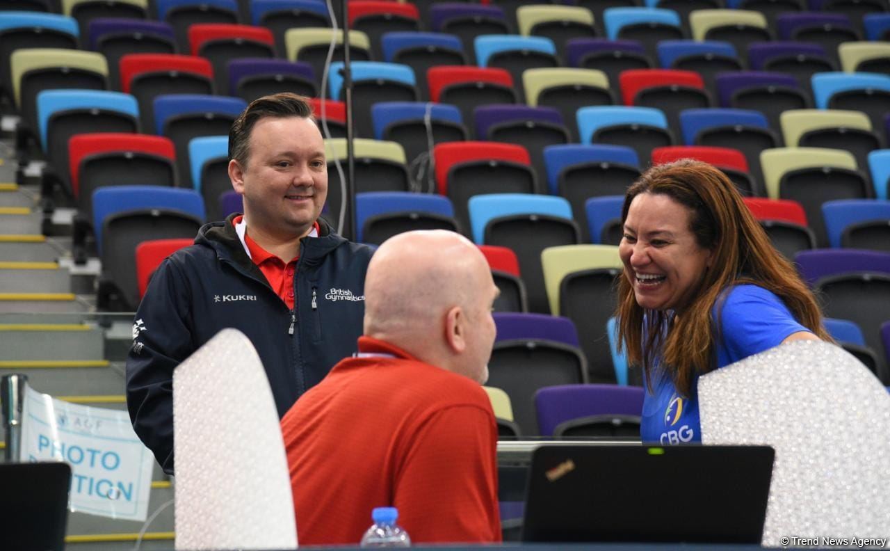 Podium training for Trampoline Gymnastics World Cup participants held in Baku