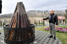 President Ilham Aliyev lights Novruz bonfire in Talish village, congratulates Azerbaijani people on holiday (PHOTO)