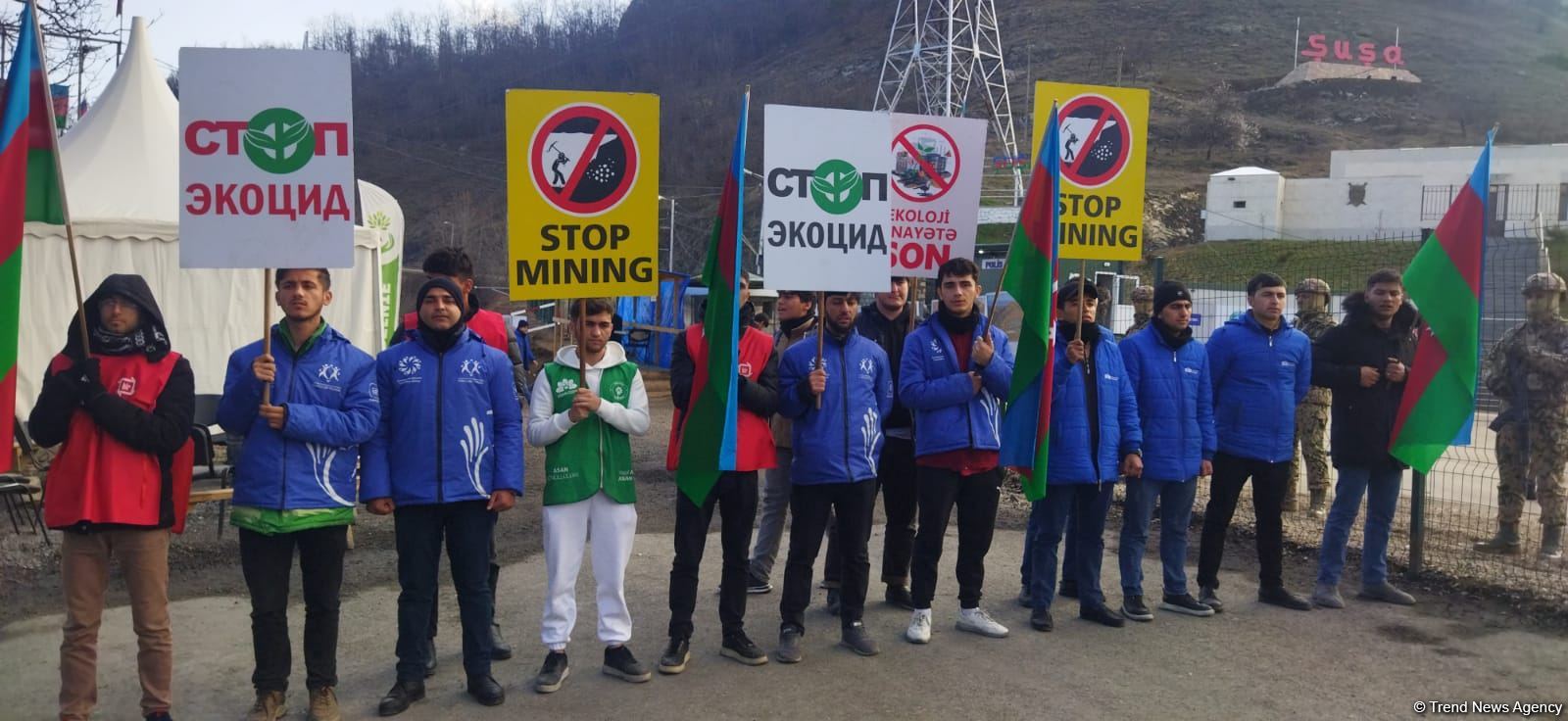 Peaceful protest of Azerbaijani eco-activists continues on Lachin-Khankendi road (PHOTO)