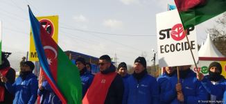 Peaceful protest of Azerbaijani eco-activists continues on Lachin-Khankendi road (PHOTO)