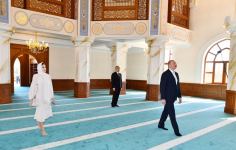 President Ilham Aliyev, First Lady Mehriban Aliyeva attend opening of Juma Mosque in Narimanov district (PHOTO)
