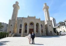 President Ilham Aliyev, First Lady Mehriban Aliyeva attend opening of Juma Mosque in Narimanov district (PHOTO)