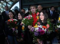 Turkish athletes who won 2023 European Weightlifting  Championship in Yerevan arrive in Baku (PHOTO)