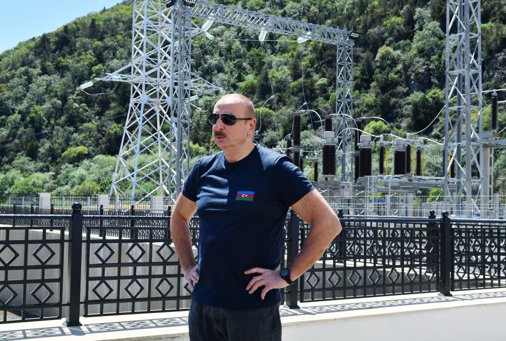 President Ilham Aliyev gets acquainted with construction work at Sarigishlag hydroelectric power station in Zangilan (PHOTO/VIDEO)
