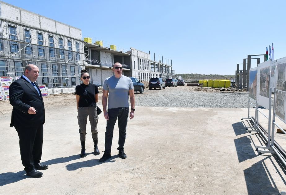 President Ilham Aliyev, First Lady Mehriban Aliyeva get acquainted with construction work in school building in Fuzuli (VIDEO)