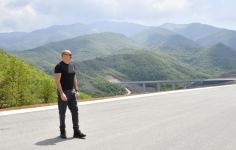 President Ilham Aliyev, First Lady Mehriban Aliyeva examine work done on Ahmadbayli-Fuzuli-Shusha highway (PHOTO/VIDEO)