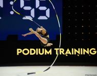 Podium training of participants of 39th European Championships in Rhythmic Gymnastics taking place in Baku (PHOTO)