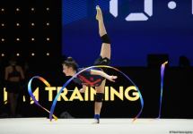 Podium training of participants of 39th European Championships in Rhythmic Gymnastics taking place in Baku (PHOTO)