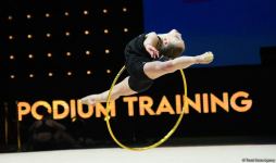 Podium training of participants of 39th European Championships in Rhythmic Gymnastics taking place in Baku (PHOTO)