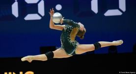 Podium training of participants of 39th European Championships in Rhythmic Gymnastics taking place in Baku (PHOTO)