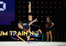 Podium training of participants of 39th European Championships in Rhythmic Gymnastics taking place in Baku (PHOTO)