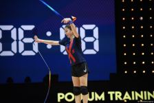 Podium training of participants of 39th European Championships in Rhythmic Gymnastics taking place in Baku (PHOTO)