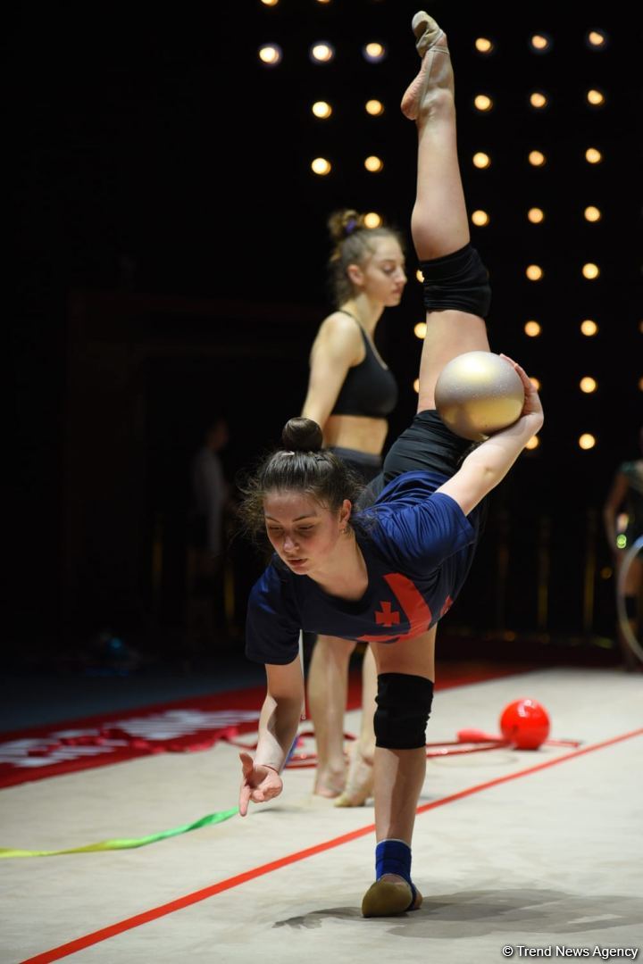 Podium training of participants of 39th European Championships in Rhythmic Gymnastics taking place in Baku (PHOTO)