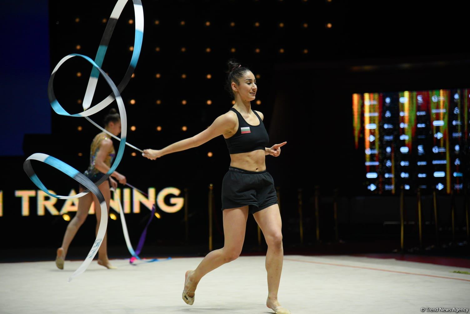 Podium training of participants of 39th European Championships in Rhythmic Gymnastics taking place in Baku (PHOTO)