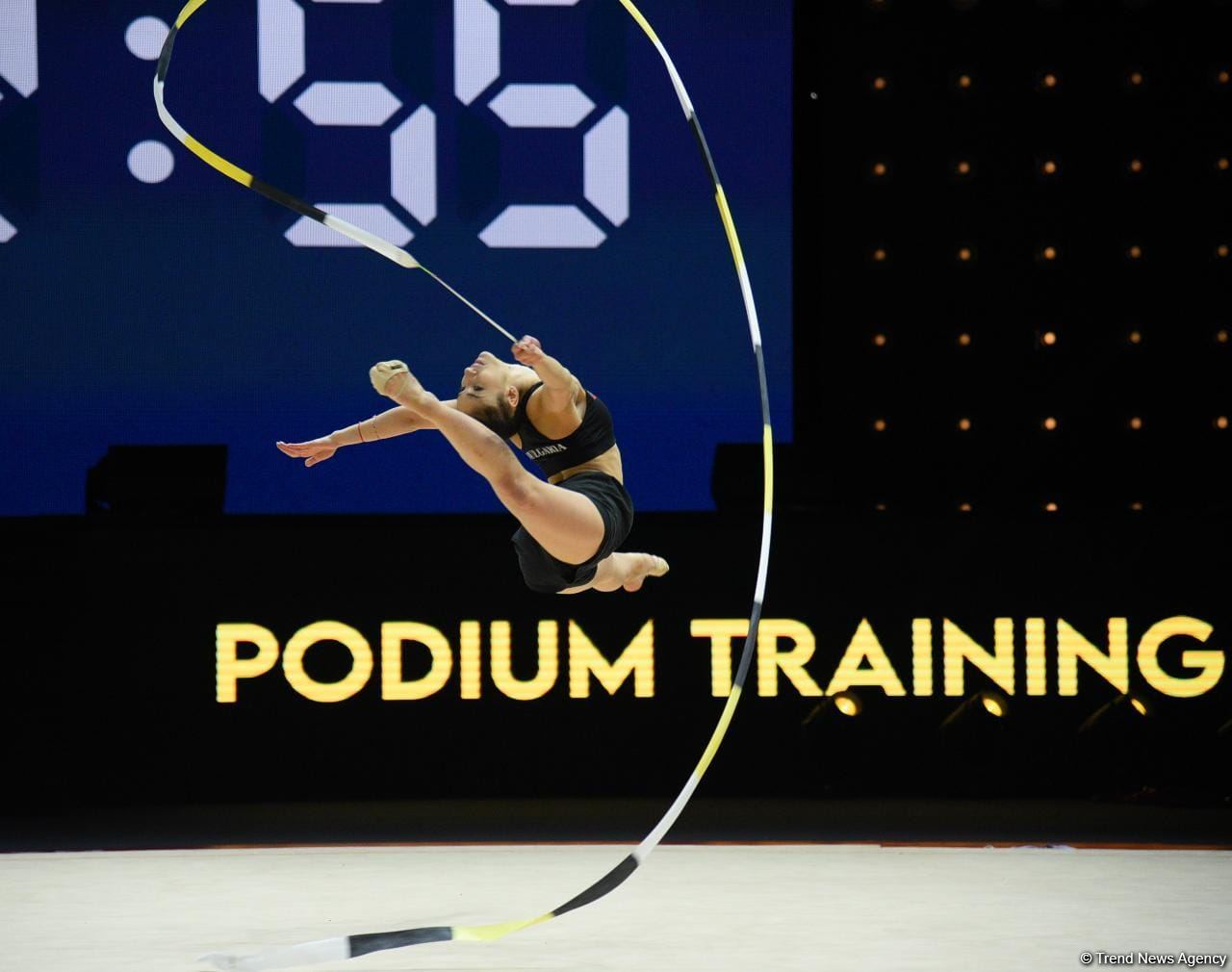 Podium training of participants of 39th European Championships in Rhythmic Gymnastics taking place in Baku (PHOTO)
