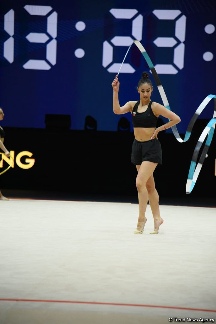 Podium training of participants of 39th European Championships in Rhythmic Gymnastics taking place in Baku (PHOTO)