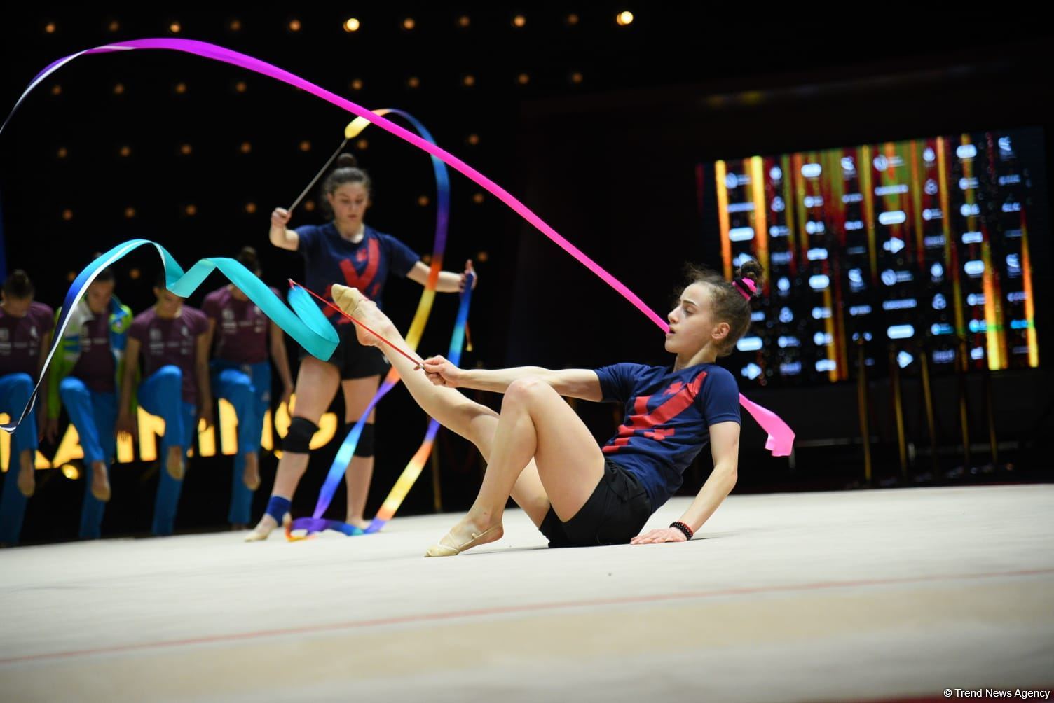 Podium training of participants of 39th European Championships in Rhythmic Gymnastics taking place in Baku (PHOTO)