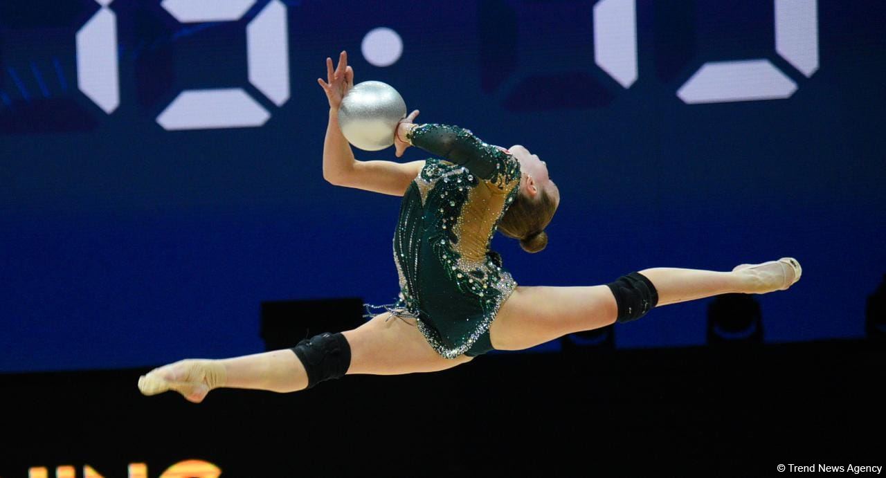 Podium training of participants of 39th European Championships in Rhythmic Gymnastics taking place in Baku (PHOTO)