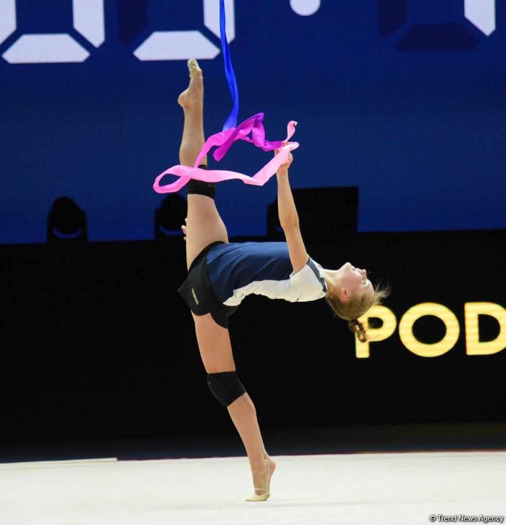 Podium training of participants of 39th European Championships in Rhythmic Gymnastics taking place in Baku (PHOTO)
