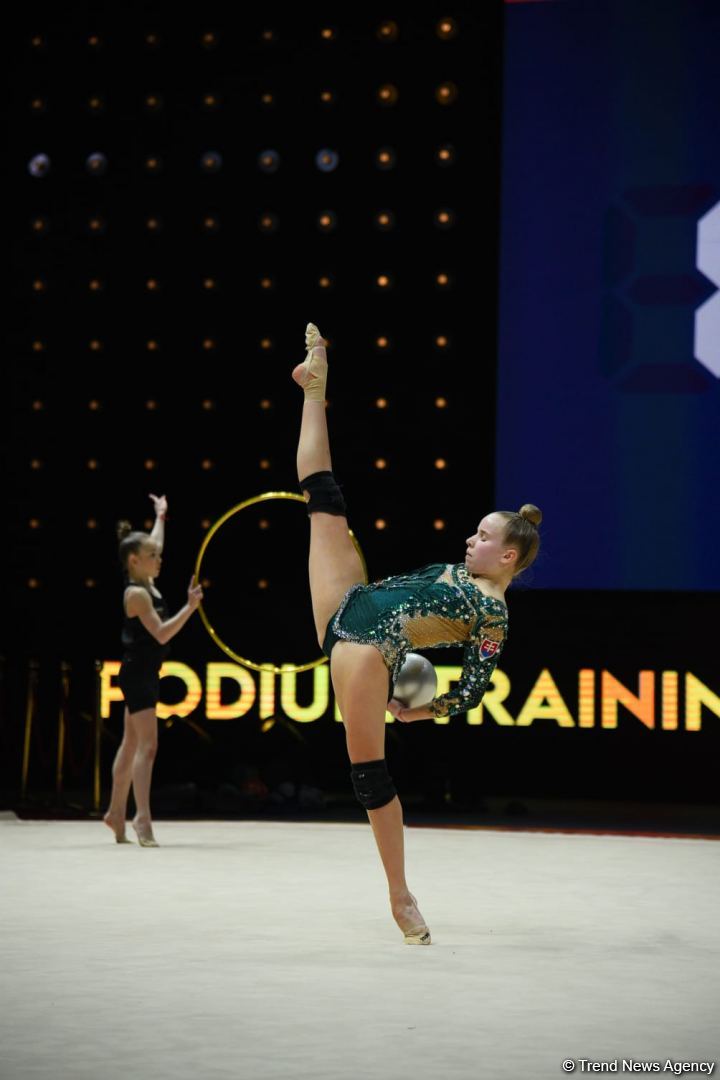 Podium training of participants of 39th European Championships in Rhythmic Gymnastics taking place in Baku (PHOTO)