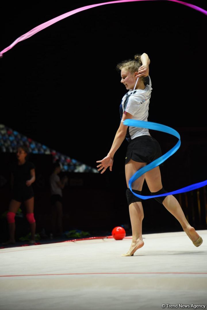 Podium training of participants of 39th European Championships in Rhythmic Gymnastics taking place in Baku (PHOTO)