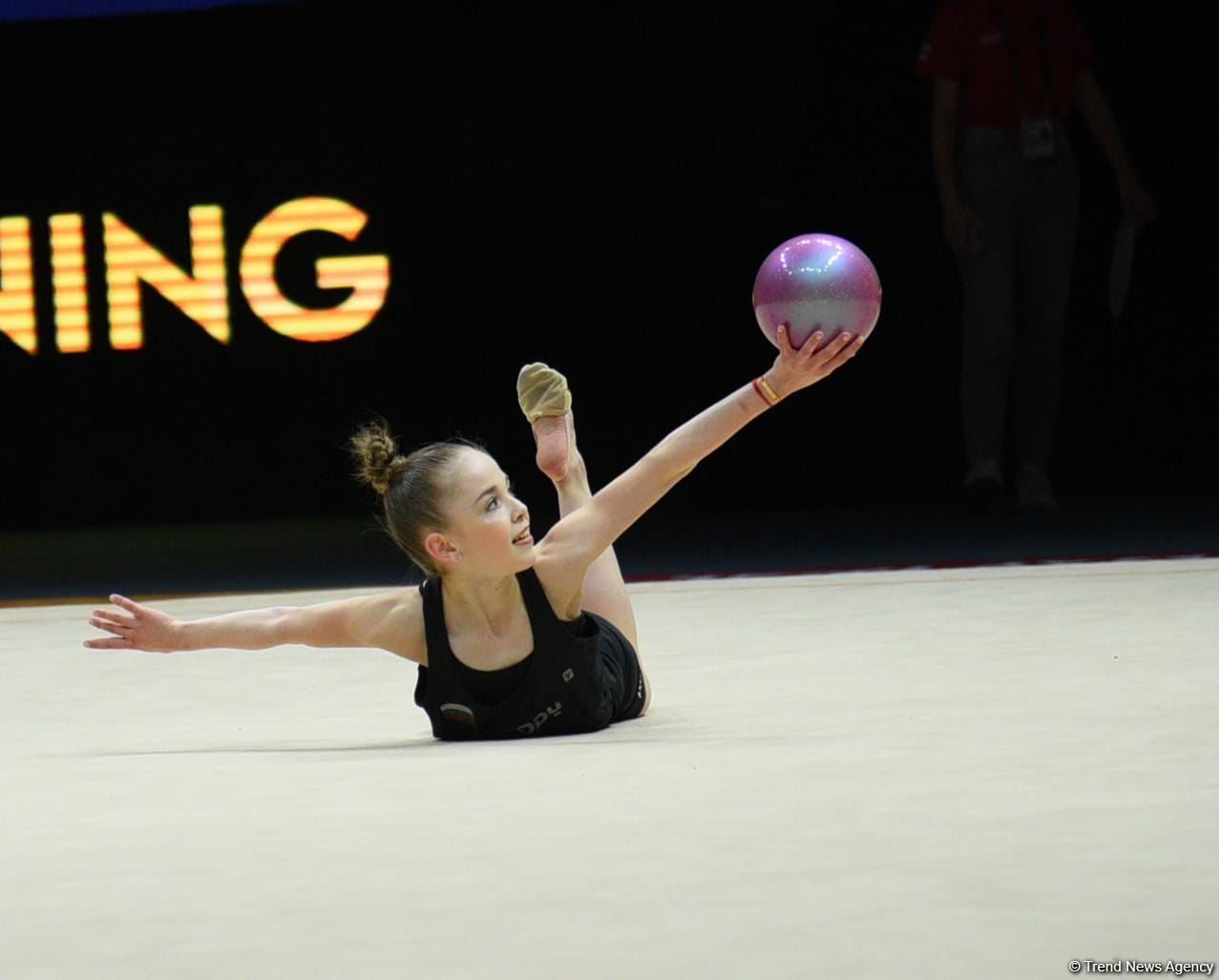 Podium training of participants of 39th European Championships in Rhythmic Gymnastics taking place in Baku (PHOTO)