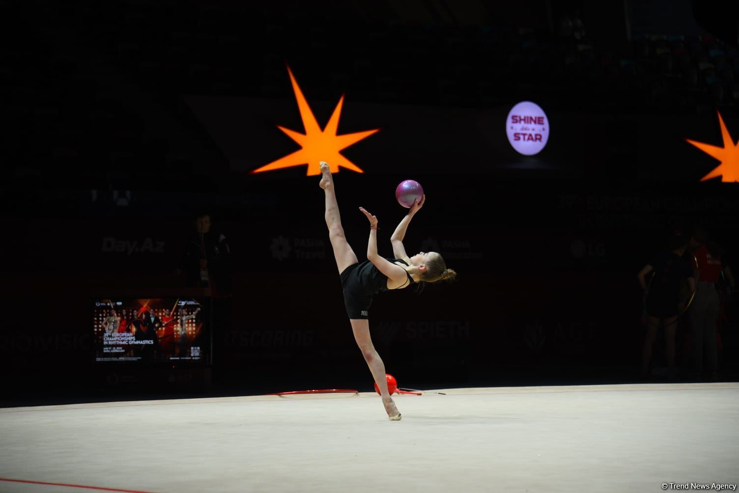 Podium training of participants of 39th European Championships in Rhythmic Gymnastics taking place in Baku (PHOTO)