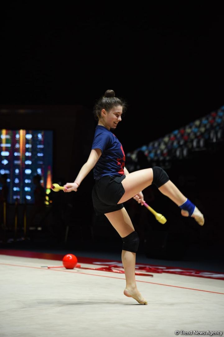 Podium training of participants of 39th European Championships in Rhythmic Gymnastics taking place in Baku (PHOTO)