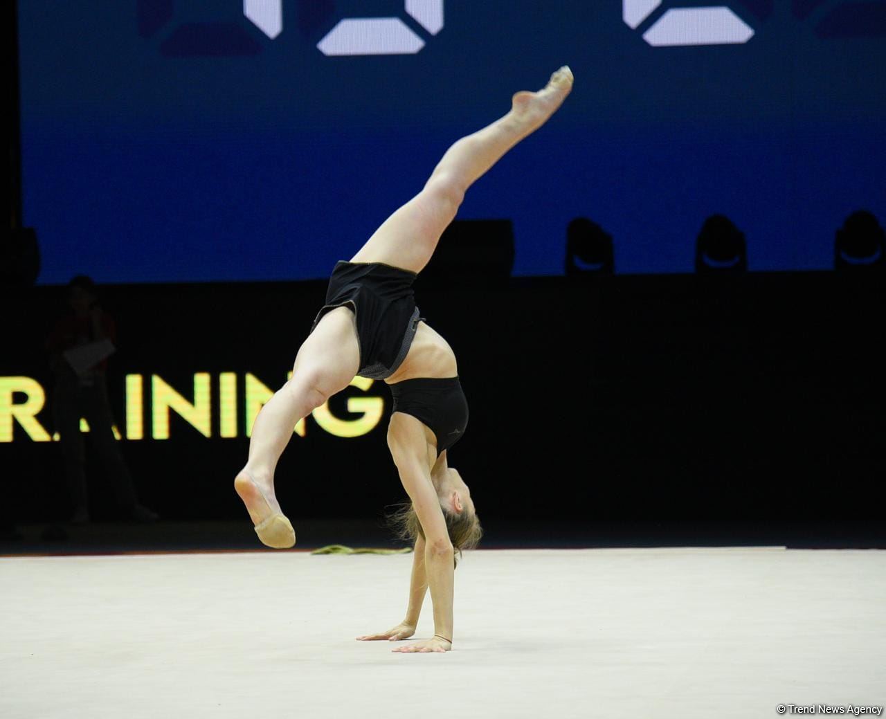 Podium training of participants of 39th European Championships in Rhythmic Gymnastics taking place in Baku (PHOTO)