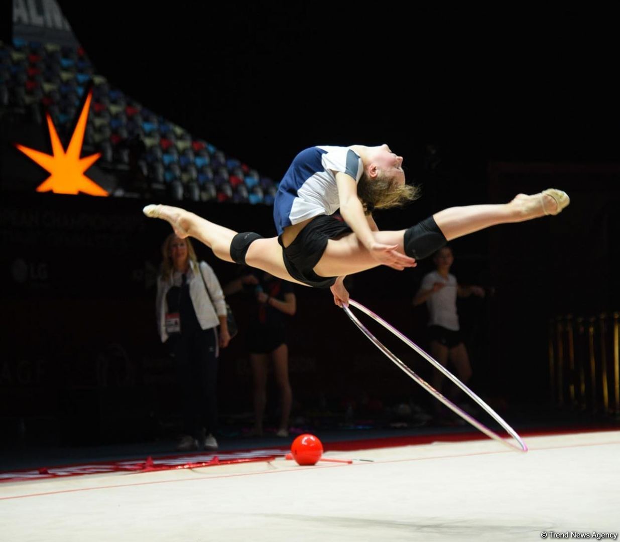 Podium training of participants of 39th European Championships in Rhythmic Gymnastics taking place in Baku (PHOTO)