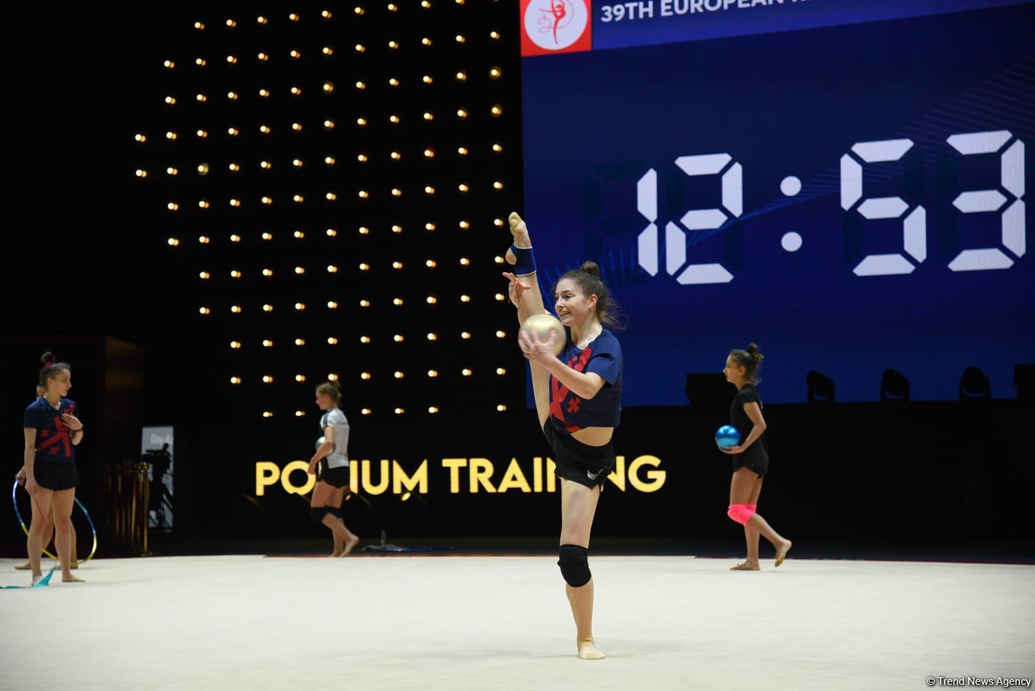 Podium training of participants of 39th European Championships in Rhythmic Gymnastics taking place in Baku (PHOTO)