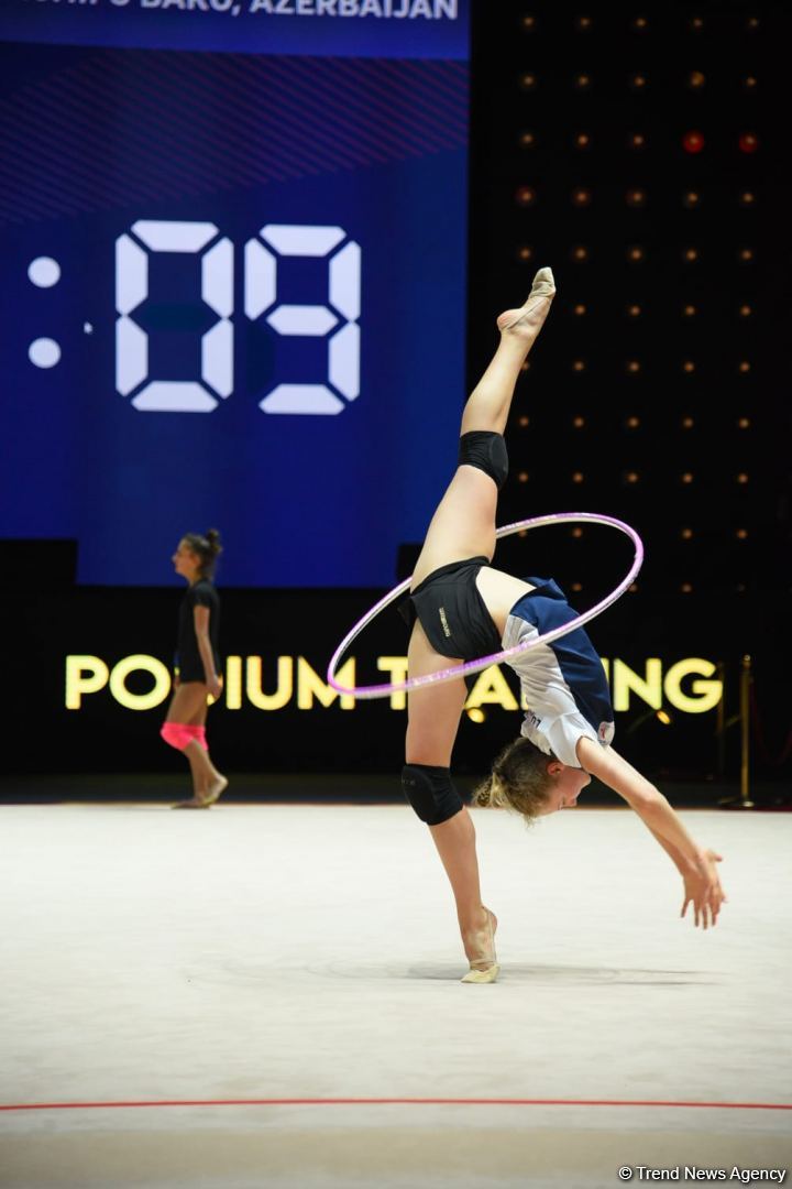 Podium training of participants of 39th European Championships in Rhythmic Gymnastics taking place in Baku (PHOTO)