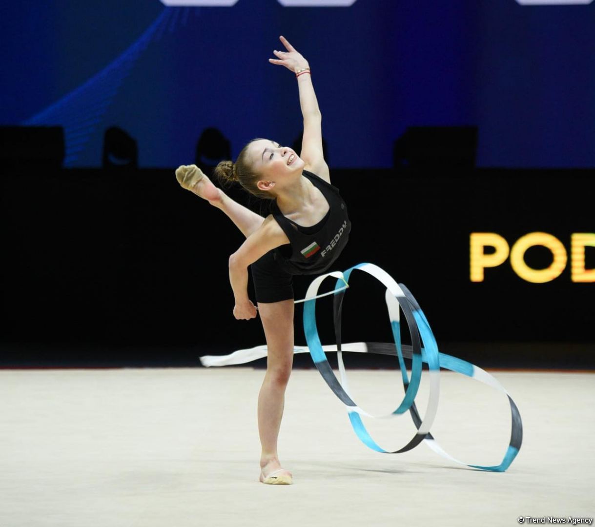 Podium training of participants of 39th European Championships in Rhythmic Gymnastics taking place in Baku (PHOTO)