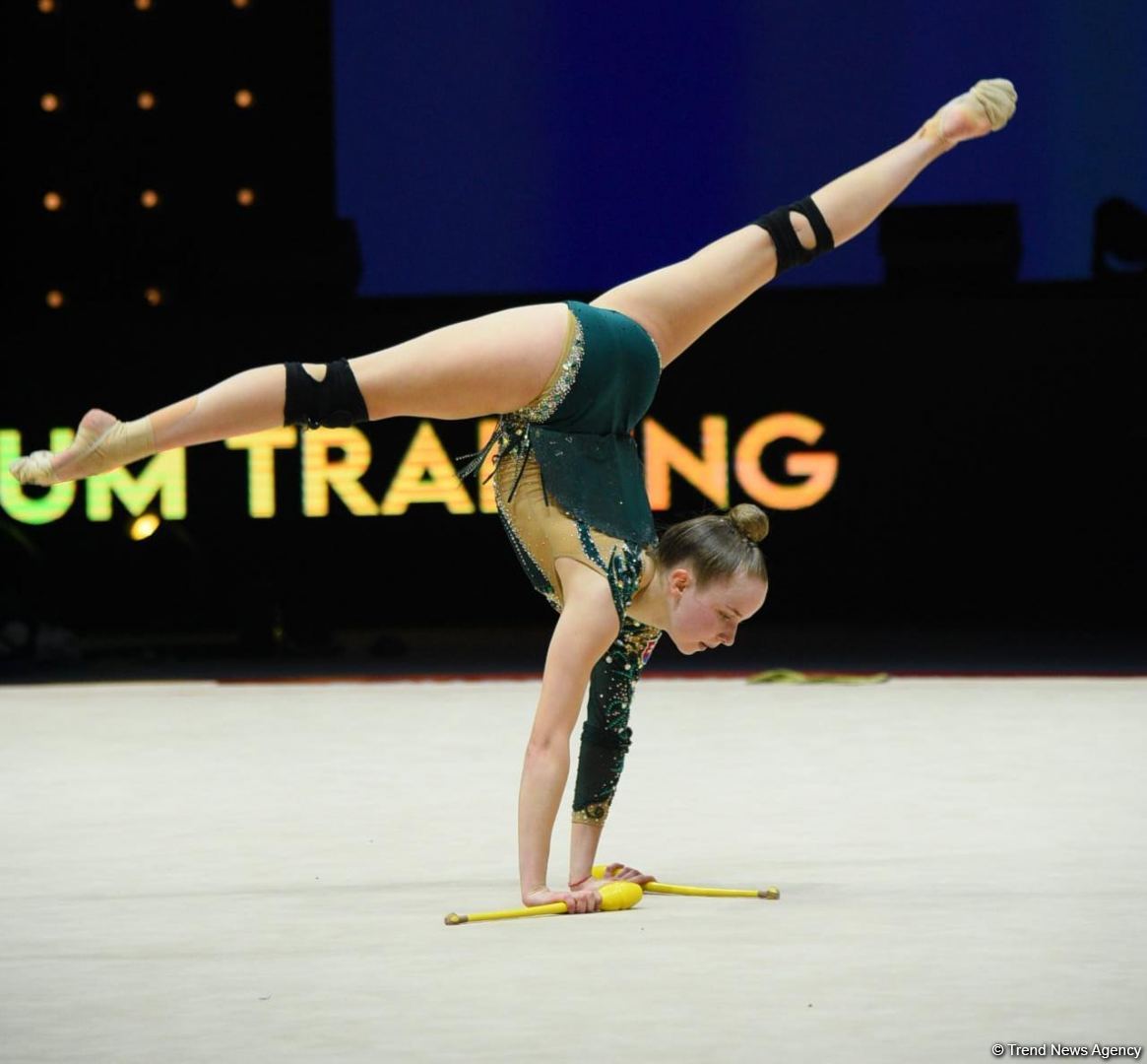Podium training of participants of 39th European Championships in Rhythmic Gymnastics taking place in Baku (PHOTO)