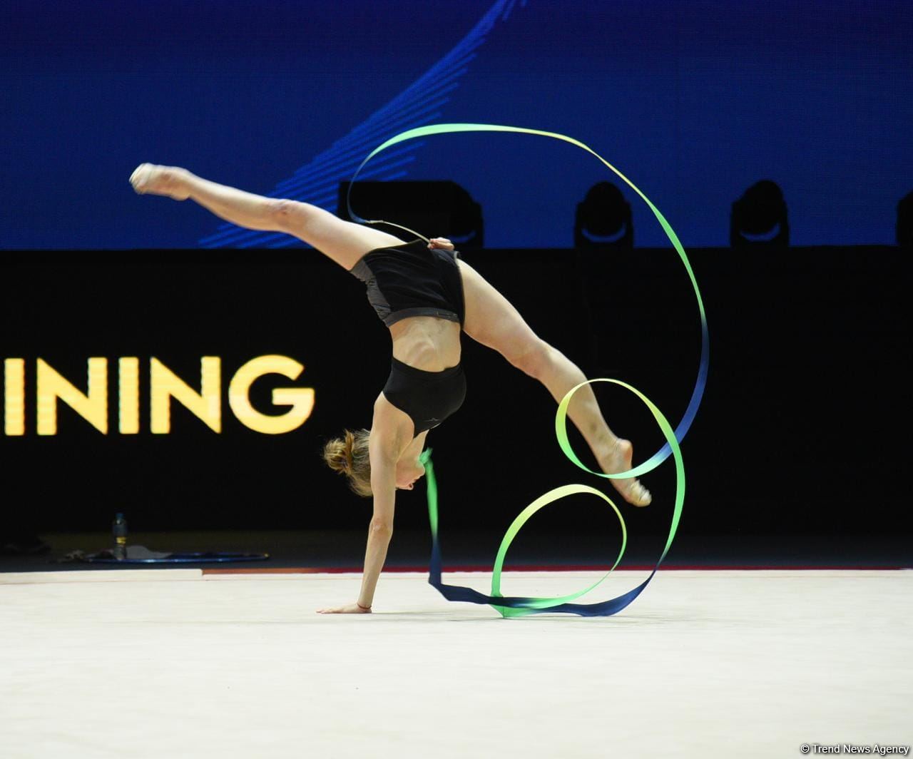 Podium training of participants of 39th European Championships in Rhythmic Gymnastics taking place in Baku (PHOTO)