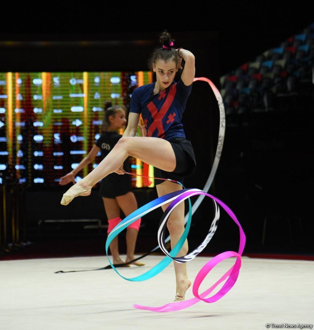 Podium training of participants of 39th European Championships in Rhythmic Gymnastics taking place in Baku (PHOTO)