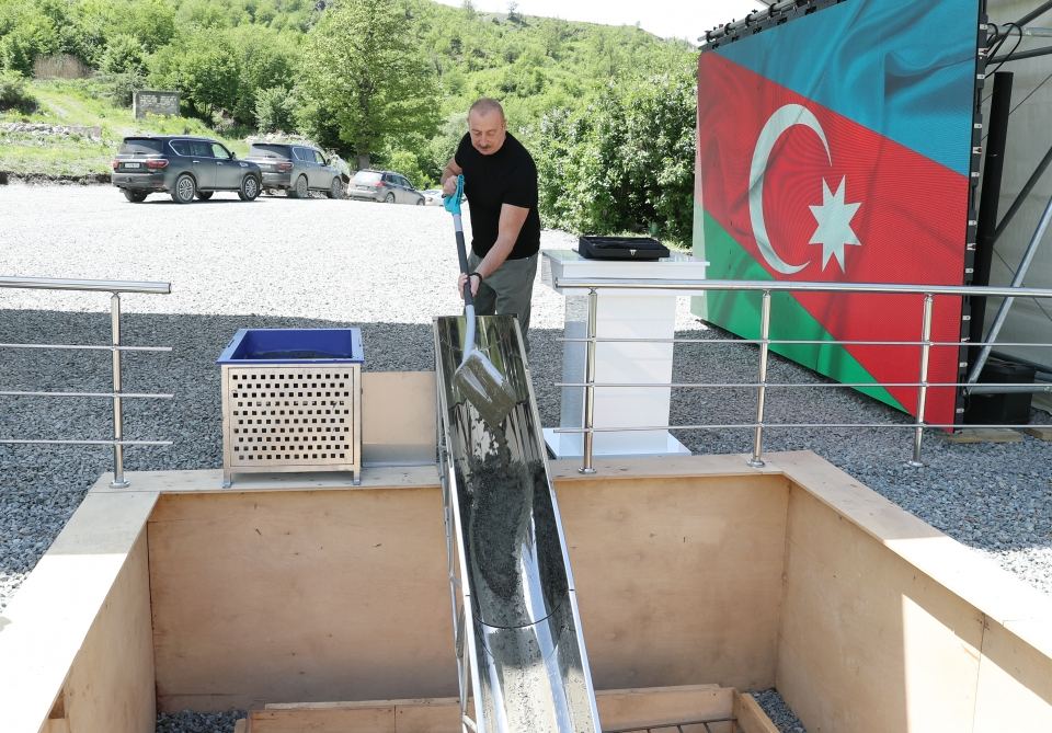 President Ilham Aliyev attends groundbreaking ceremony for Yanshag village in Kalbajar district (PHOTO/VIDEO)