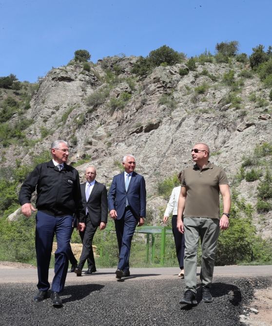 President Ilham Aliyev attends ceremonies of releasing East Caucasian turs and falcons into wild, fish into Khakari River in Lachin district (PHOTO/VIDEO)