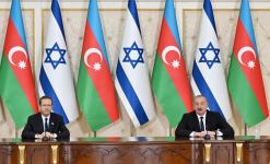 President Ilham Aliyev, President Isaac Herzog make press statements (PHOTO)