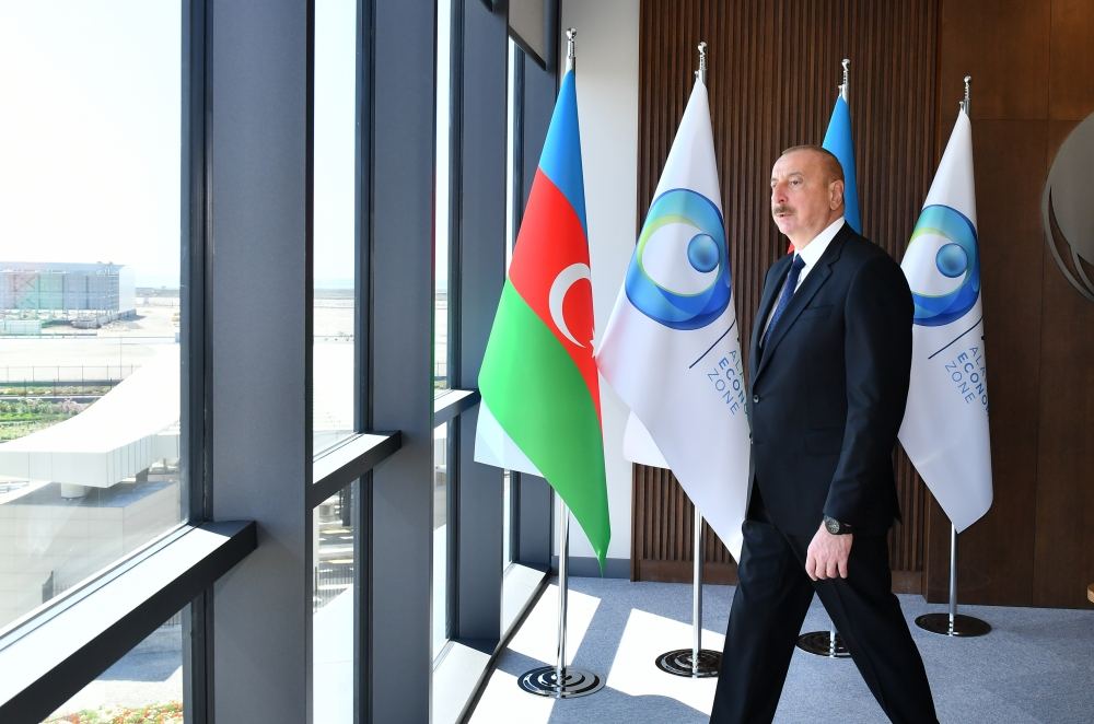 President Ilham Aliyev attends opening ceremony of first stage of Alat Free Economic Zone (PHOTO/VIDEO)