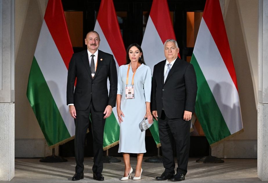 President Ilham Aliyev and First Lady Mehriban Aliyeva attend reception celebrating Hungarian national holiday in Budapest