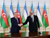 President Ilham Aliyev, President Shavkat Mirziyoyev make press statements (PHOTO)