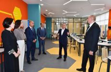 President Ilham Aliyev, First Lady Mehriban Aliyeva, President Shavkat Mirziyoyev, his spouse  attend opening of secondary school in Fuzuli (PHOTO/VIDEO)